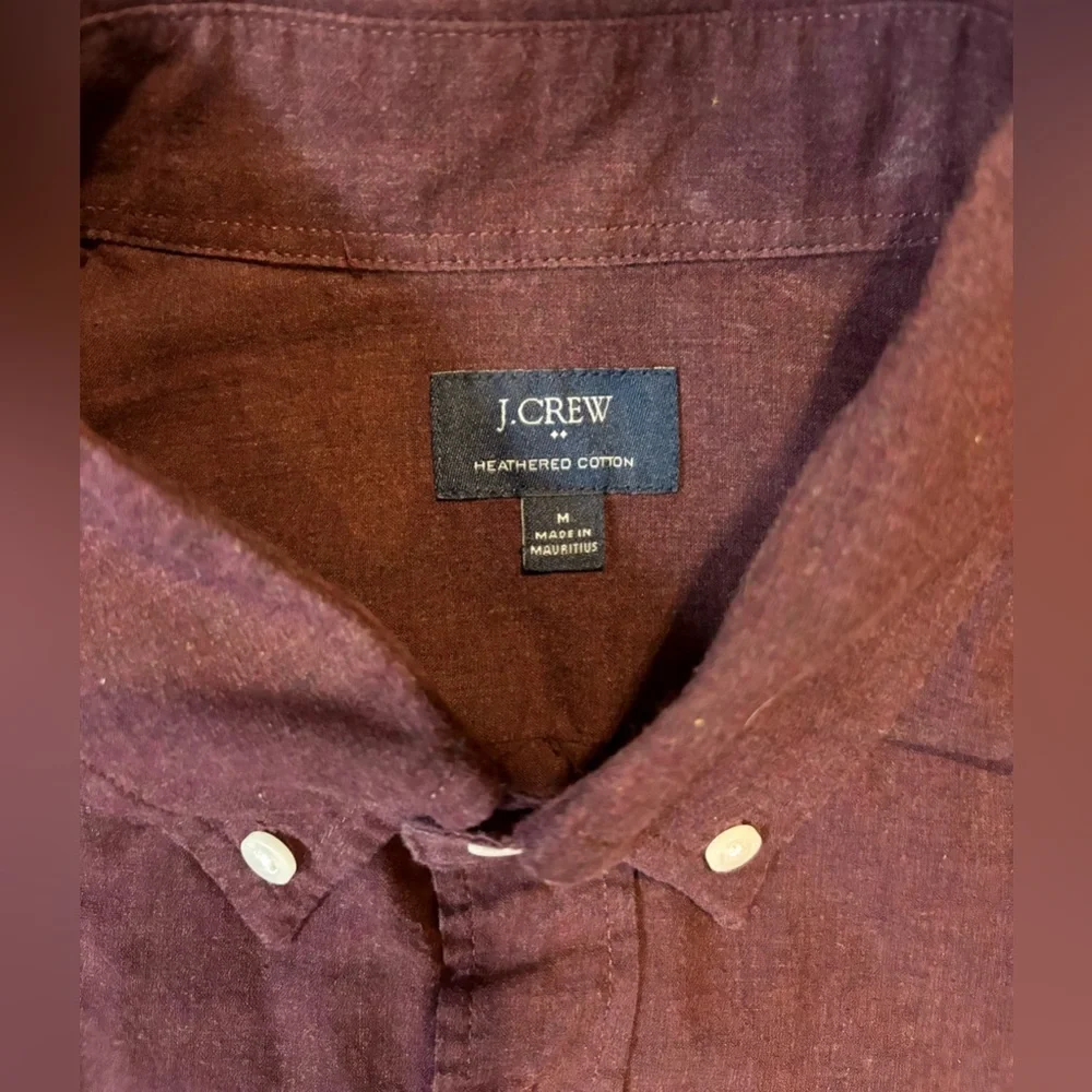 J. Crew Men’s Medium Maroon Heathered‎ Cotton Button Down Shirt